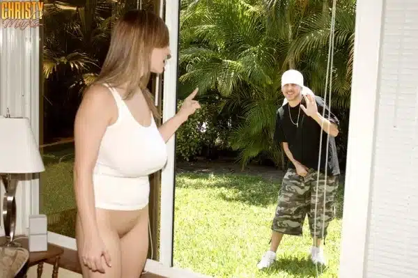two hoses in her garden